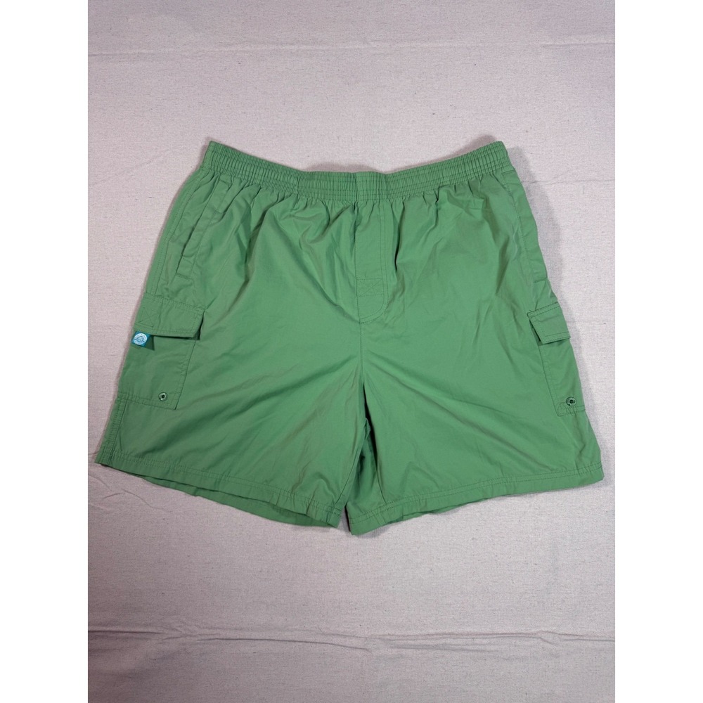 Tori Richard Honolulu Mens XL Green Cargo Swim Trunks Mesh Lined Board Shorts